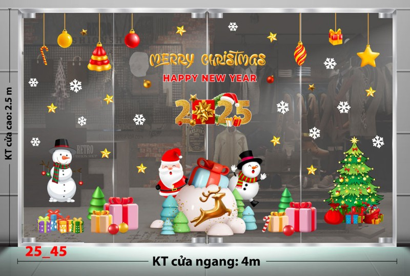 Decal dán tường Noel combo 45 