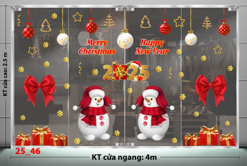 Decal dán tường Noel combo 46- Đôi người tuyết