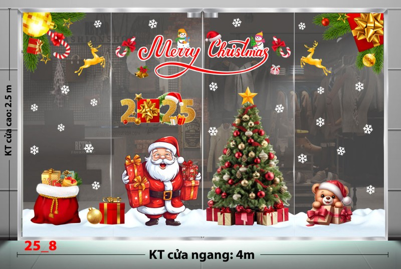 Decal dán tường Noel combo 8 - Ông già Noel 