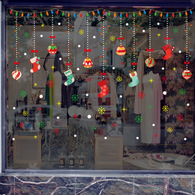 Decal dán tường Noel-Dây treo trang trí sắc màu