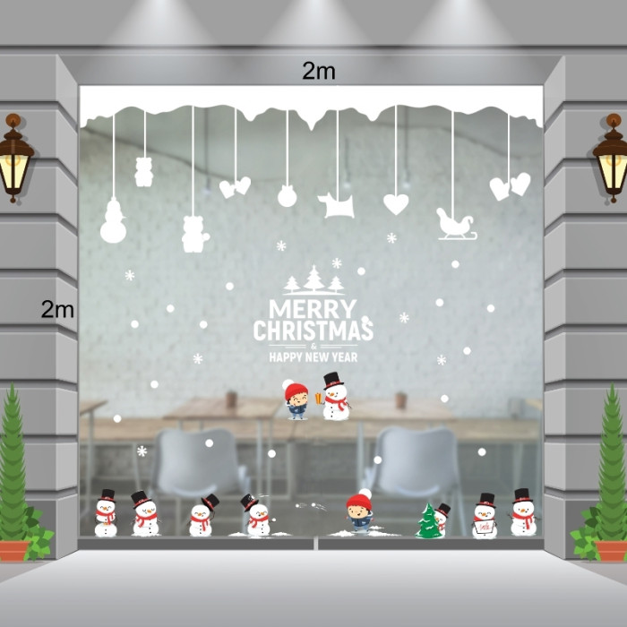 Decal dán tường Noel-Gia đình người tuyết đón noel 1