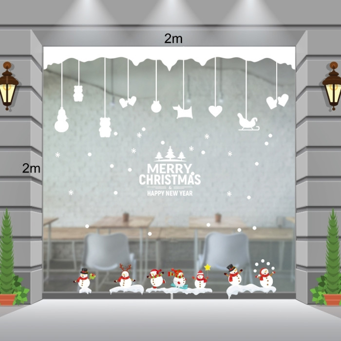 Decal dán tường Noel-Gia đình người tuyết đón noel 2