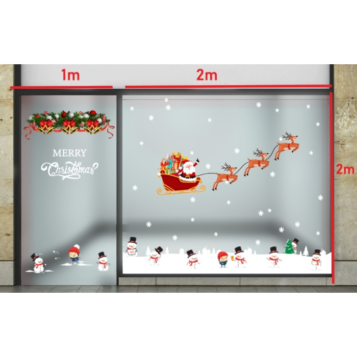 Decal dán tường Noel-Gia đình người tuyết đón noel 4