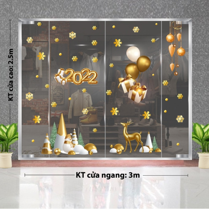 Decal dán tường Decal Noel-Nai vàng đón giáng sinh 2
