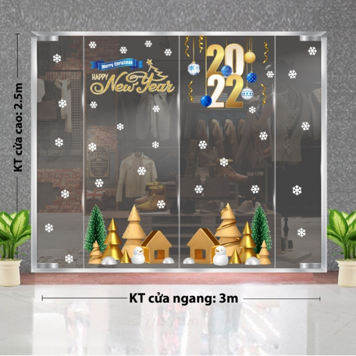 Decal dán tường Noel-Nhà vàng Noel 2022