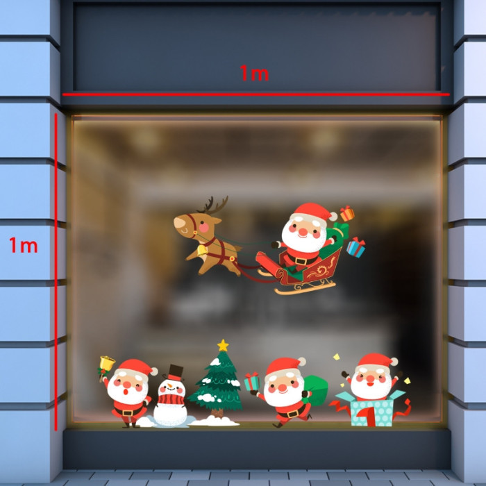 Decal dán tường Noel-Ông già cỡi tuần lộc phát quà cho bạn