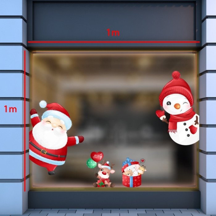 Decal dán tường Decal Noel-Ông già và bạn đón mừng giáng sinh