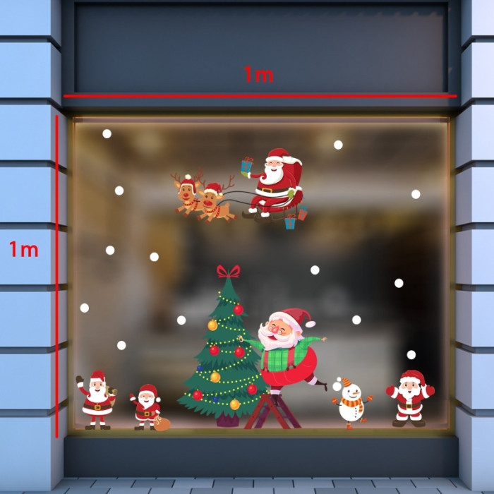 Decal dán tường Decal Noel-Ông già và cây thông