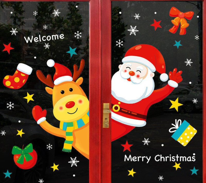 Decal dán tường Noel Ông già vẫy tay chào noel (H)