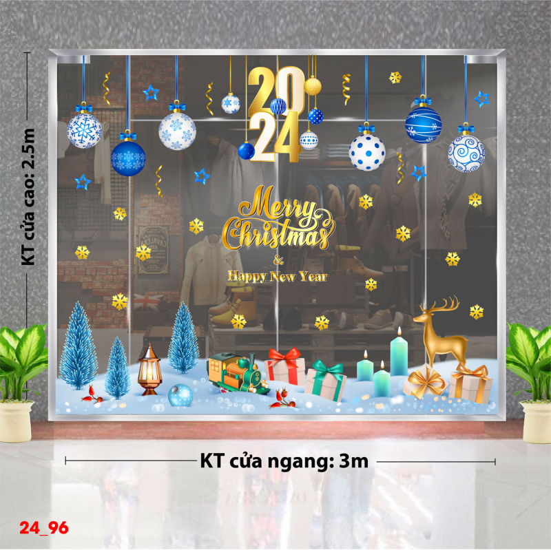 Decal dán tường Decal Noel-cây thông xanh và tuyết