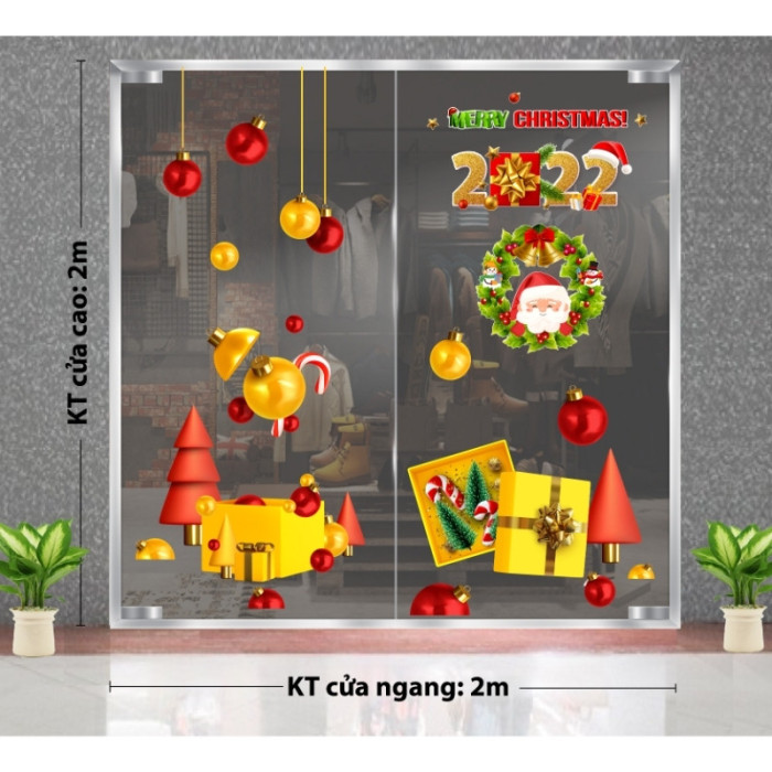 Decal dán tường Decal Noel-Ông già và sắc màu giáng sinh 2022