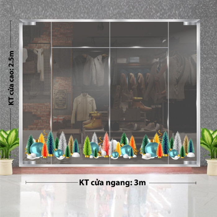 Decal dán tường Decal Noel-Rừng thông sắc màu 2