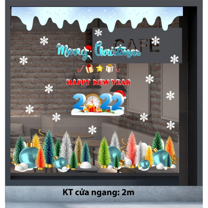Decal dán tường Decal Noel-Rừng thông sắc màu 2022