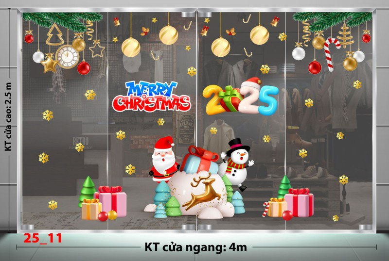 Decal dán tường Decal Noel combo 11 - Ông già noel và người tuyết