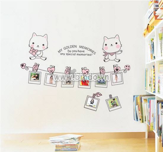 Decal dán tường Photo mèo kitty decal dán tường, 1,12 x 0,94 (m) (dài x rộng), dán phòng bé , chi tiết rời ở TPHCM 