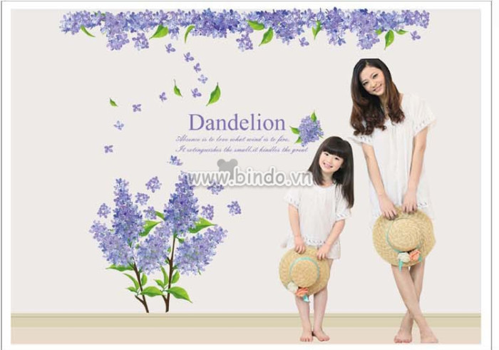 Decal dán tường Decal dán giàn hoa lavender, có sẵn keo, dán phòng khách, TPHCM khổ lớn 1,8 x 1,0 (m) (dài x rộng)