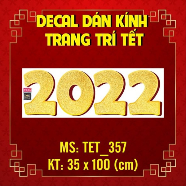 Số 2022 màu vàng - Decal tết 357 - 1