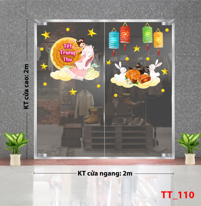 Decal dán tường Tết trung thu 110 - Chị Hằng và thỏ trắng