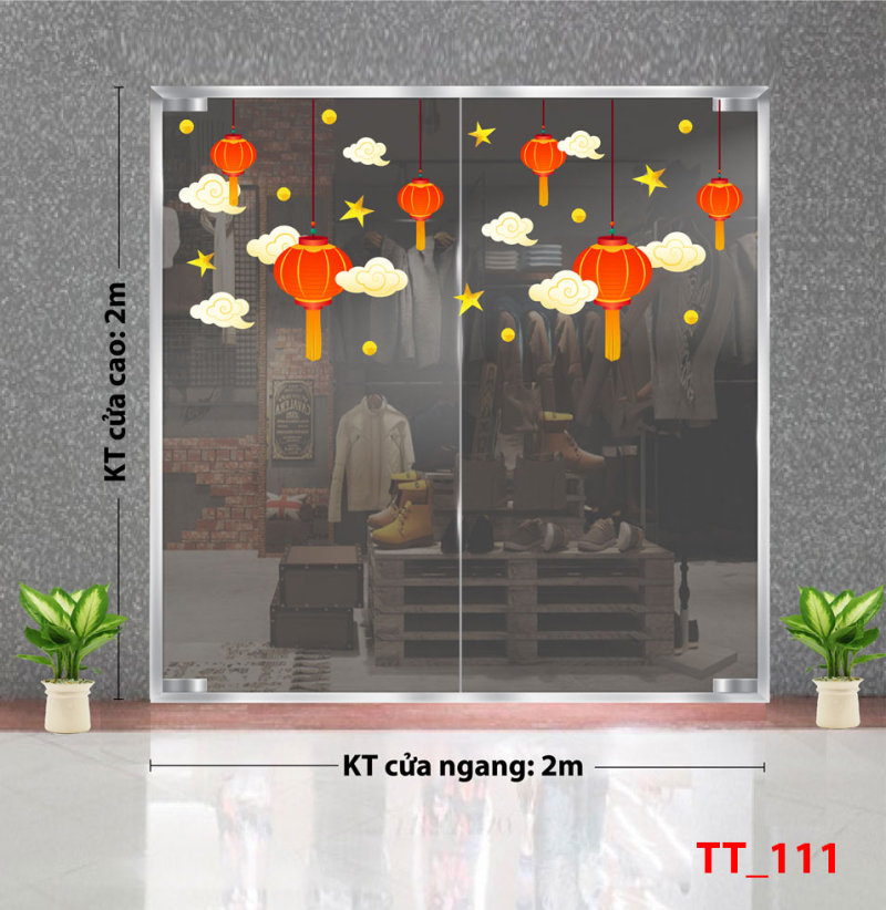 Decal dán tường Tết trung thu 111 - Lồng đèn trung thu