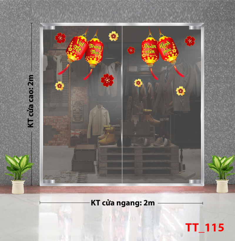 Decal dán tường Tết trung thu 115 -Lồng đèn đỏ 