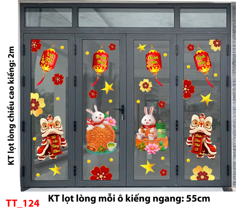 Decal dán tường Tết trung thu 124 - Múa lân