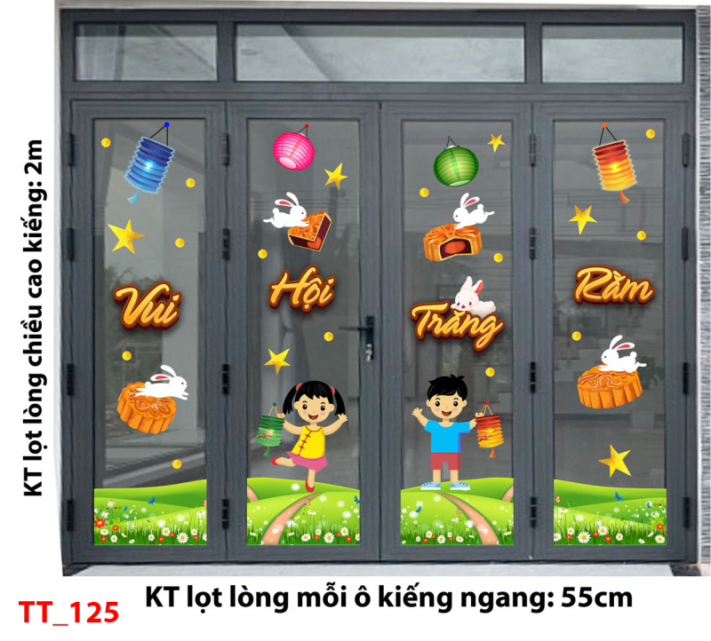 Decal dán tường Tết trung thu 125 - Bé vui chơi 