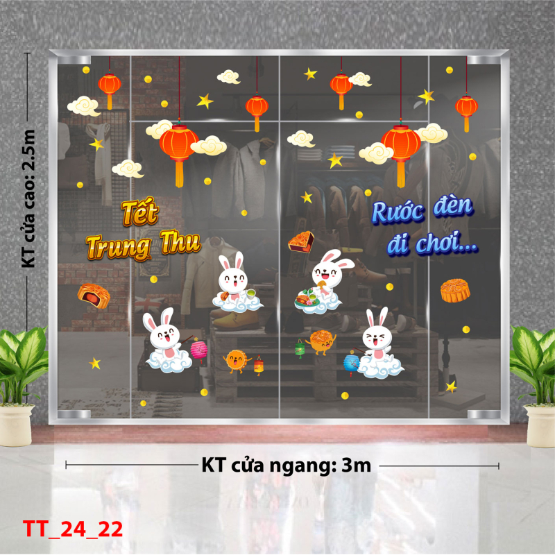 Decal dán tường Tết trung thu combo 22 - vui trung thu