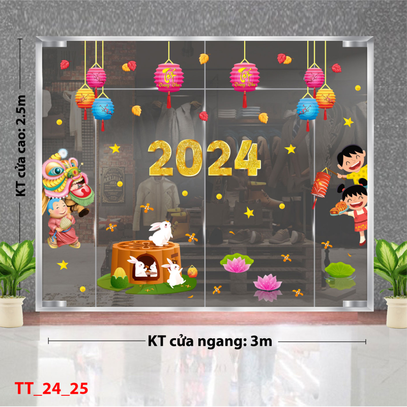 Decal dán tường Tết trung thu combo 25 -Bé vui trung thu