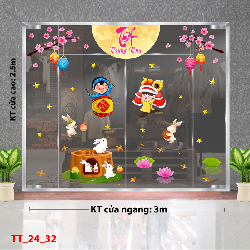 Decal dán tường Tết trung thu combo 32 -  Vui trung thu 