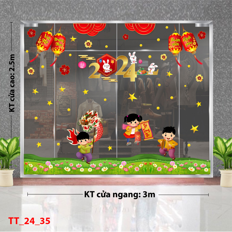 Decal dán tường Tết trung thu combo 35 -Múa rồng