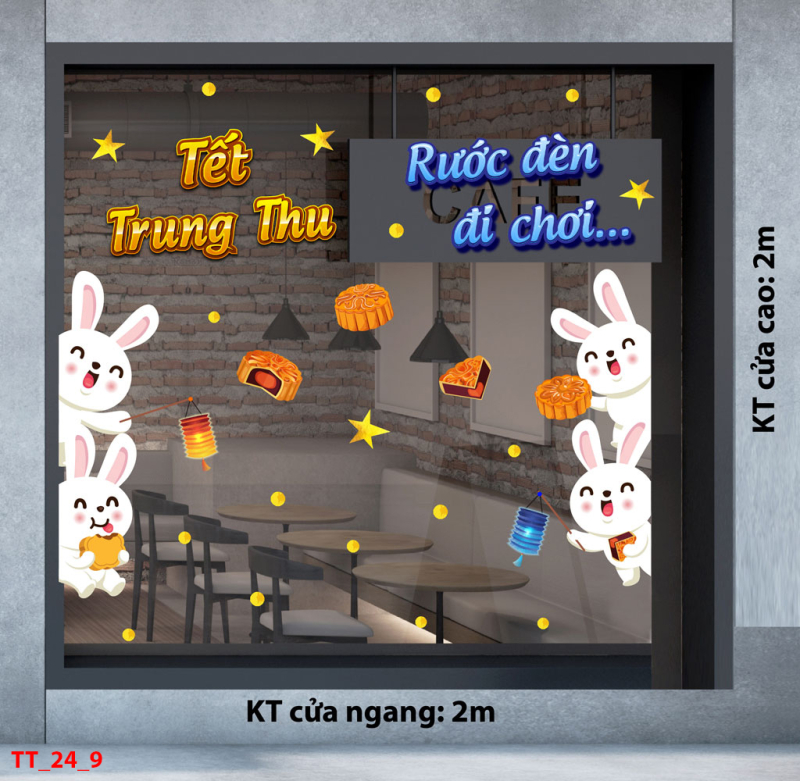 Decal dán tường Tết trung thu combo 9