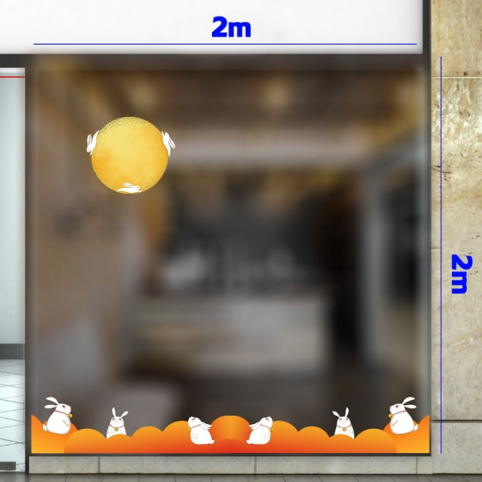 Decal dán tường Tết trung thu-Thỏ cùng trăng vàng