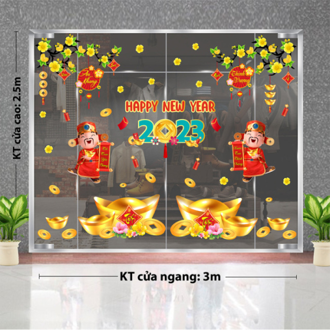 Decal dán tường Tết xuân - năm mới vui vẽ hạnh phúc