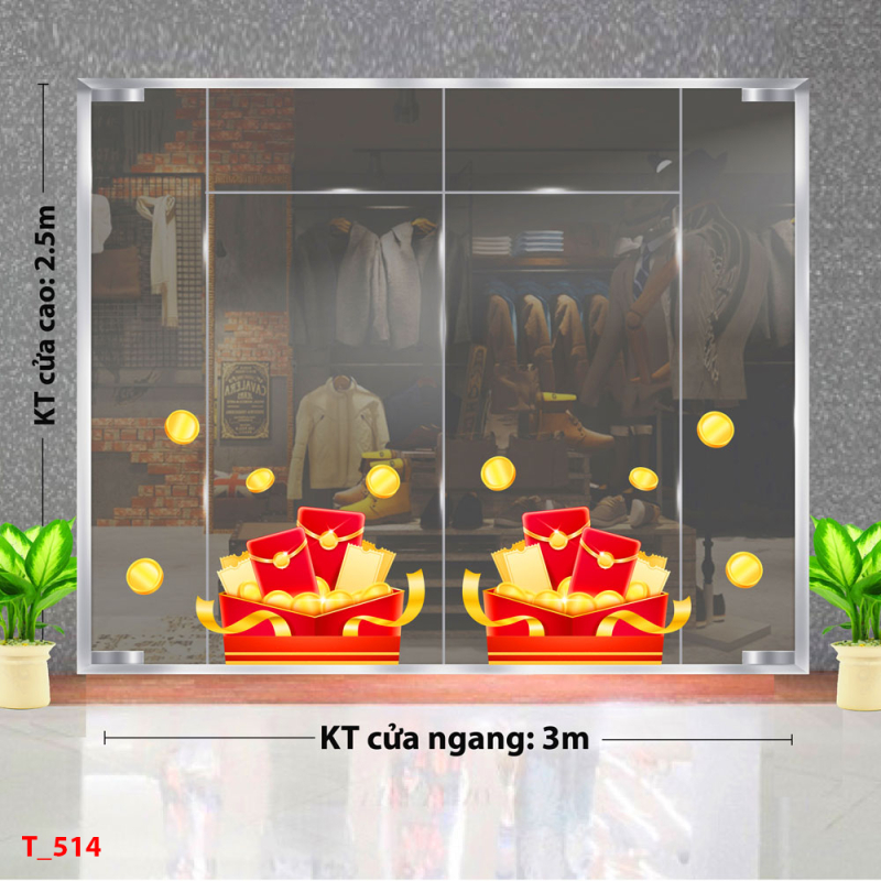 Decal dán tường Tết xuân- Bao lì xì tết