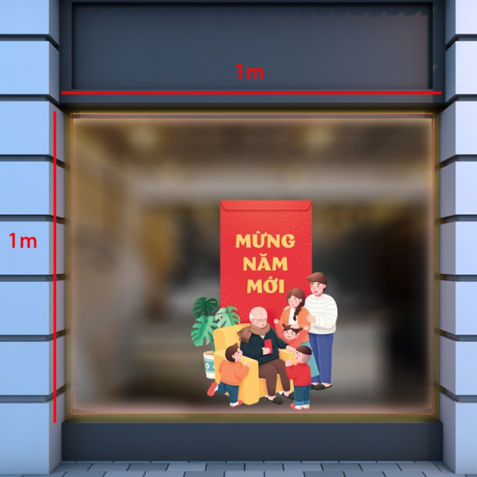 Decal dán tường Tết xuân -mừng tuổi ông bà