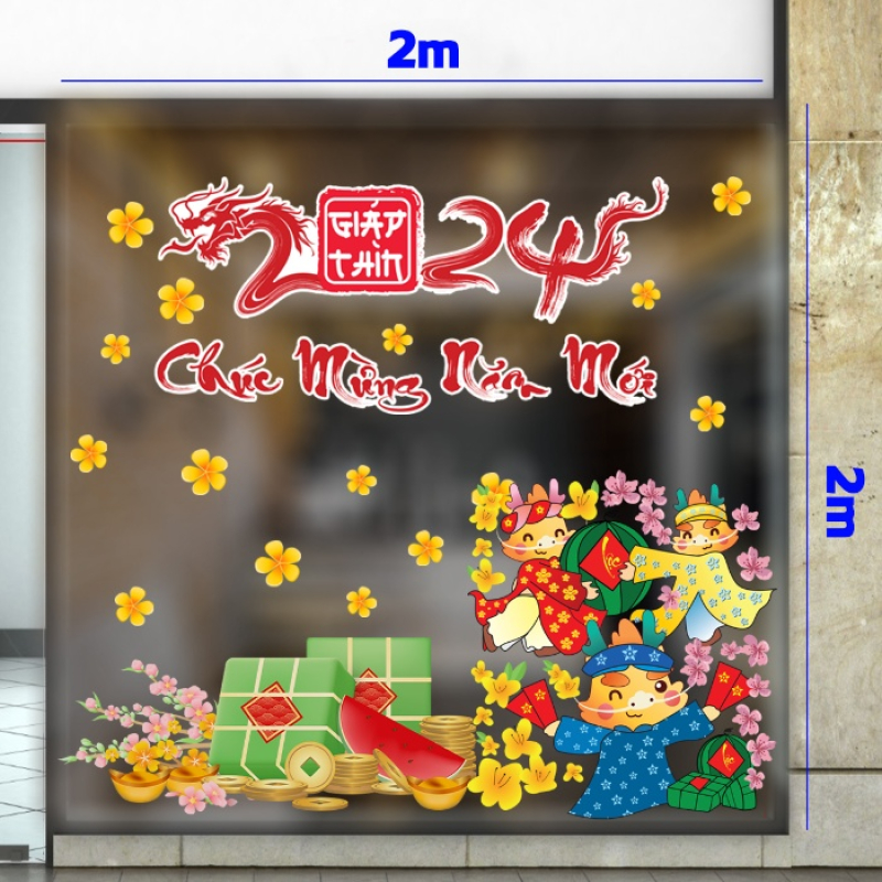 Decal dán tường Tết xuân- Rồng vui xuân