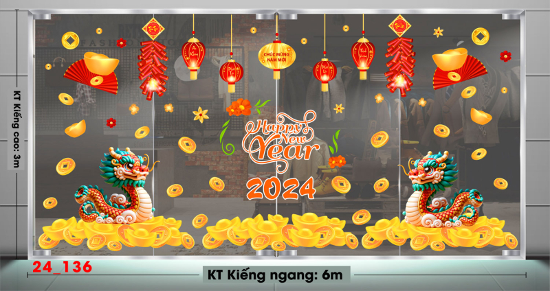 Decal dán tường Tết xuân -Tết 136