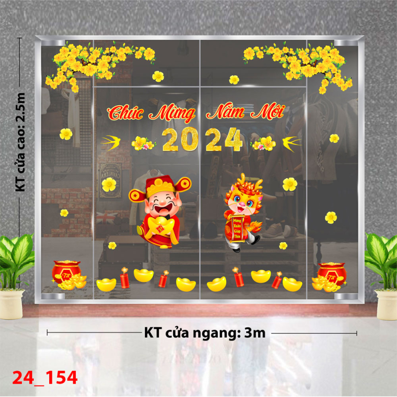Decal dán tường Tết xuân -Tết 154 hai cành mai xuân