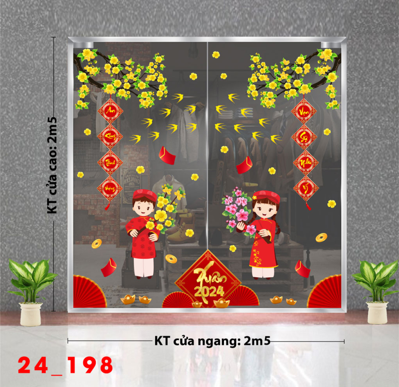 Decal dán tường Tết xuân -Tết 198