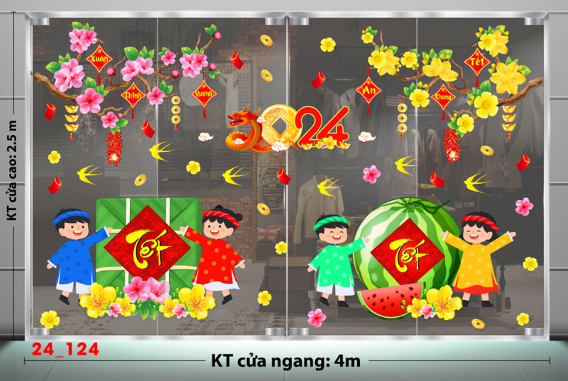 Decal dán tường Tết xuân -Tết xuân 124