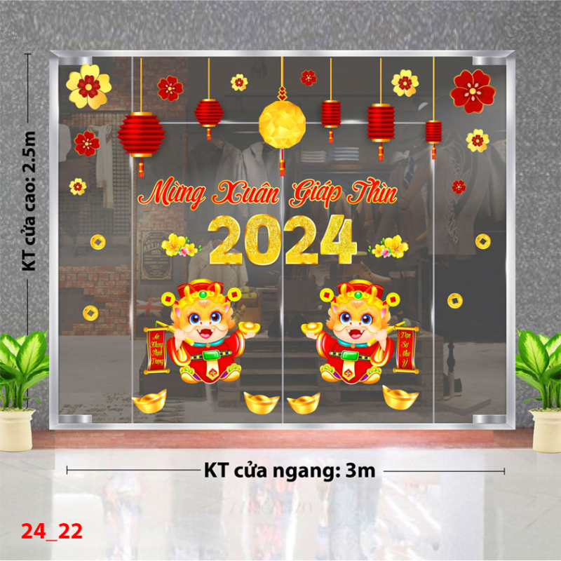 Decal dán tường Tết xuân - Hai chú rồng chào xuân