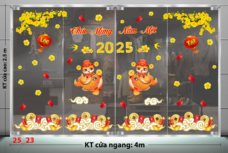 Decal dán tường Decal Tết xuân 2025  - Combo 23