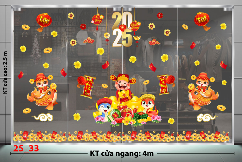 Decal dán tường Decal Tết xuân 2025  - Combo 33