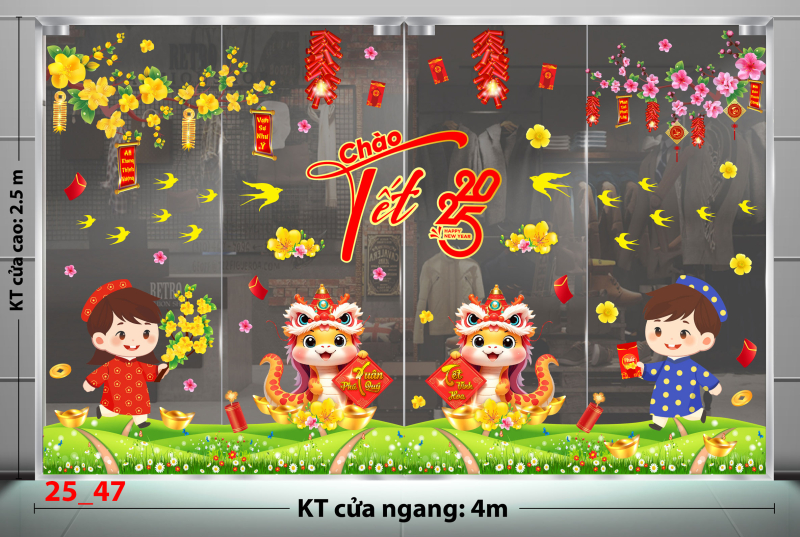 Decal dán tường  Decal Tết xuân 2025- Combo 47