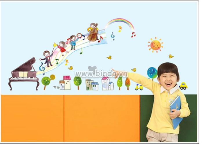 Decal dán tường Decal chủ đề Thành phố âm nhạc