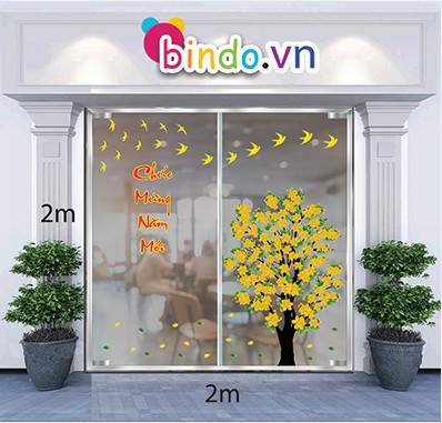 Decal dán tường Trang trí tết Cây mai vàng mùa xuân số 1