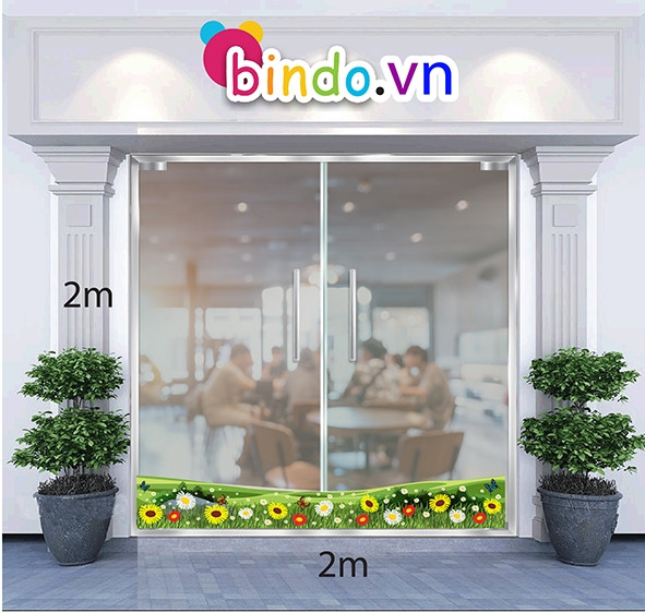 Decal dán tường Trang trí tết chân cỏ mùa xuân