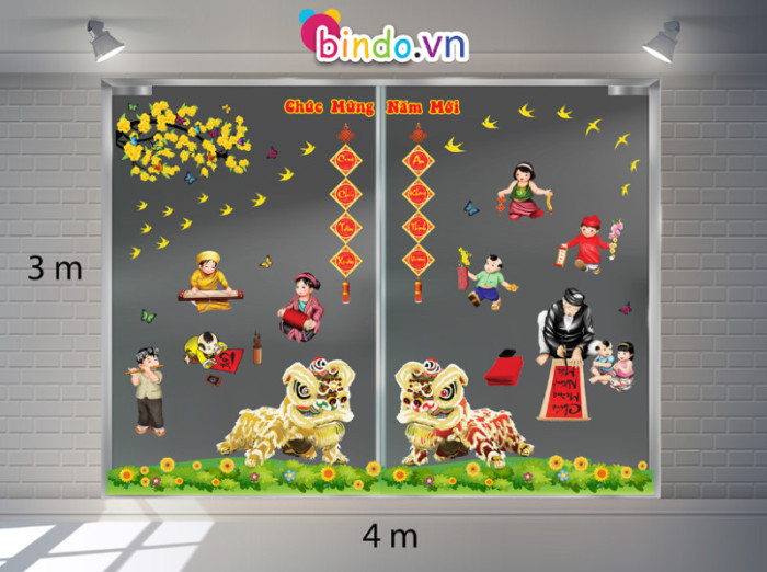 Decal dán tường Trang trí Tết Xuân Combo Số 36