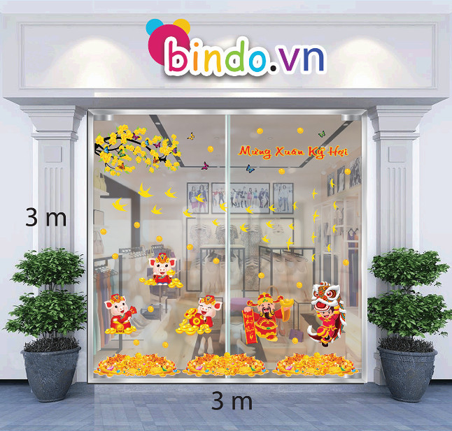 Decal dán tường Trang trí Tết Xuân Combo Số 38