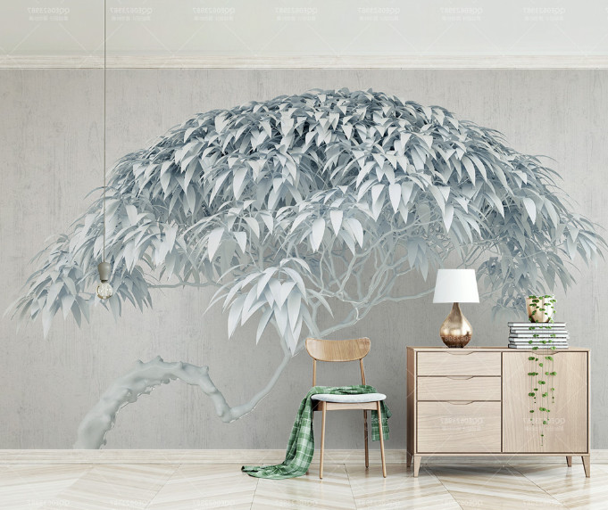 Tranh 3D cây lá xanh